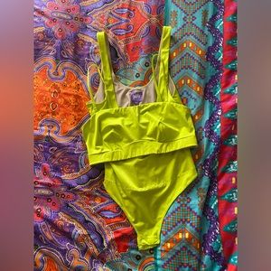 YITTY Neon Yellow Bodysuit/Bra Set by Lizzo